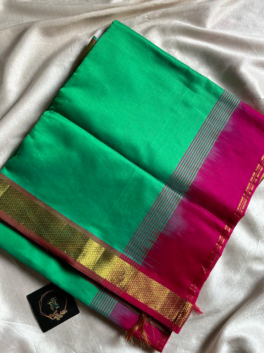 Pattu Nool Edit - Handloom Kanchi Silk Cotton Saree – Vintage Green