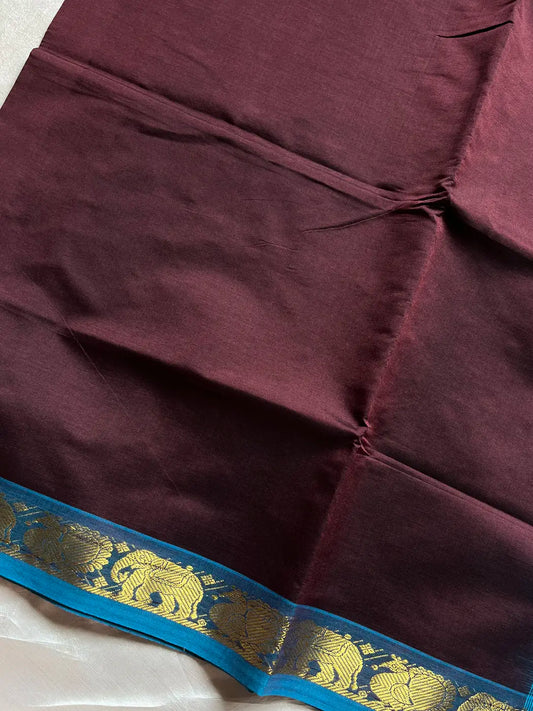 Pattu Nool Edit - Handloom Kanchi Silk Cotton Saree – Brown