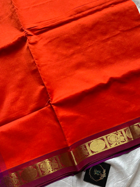 Pattu Nool Edit - Handloom Kanchi Silk Cotton Saree – Orange