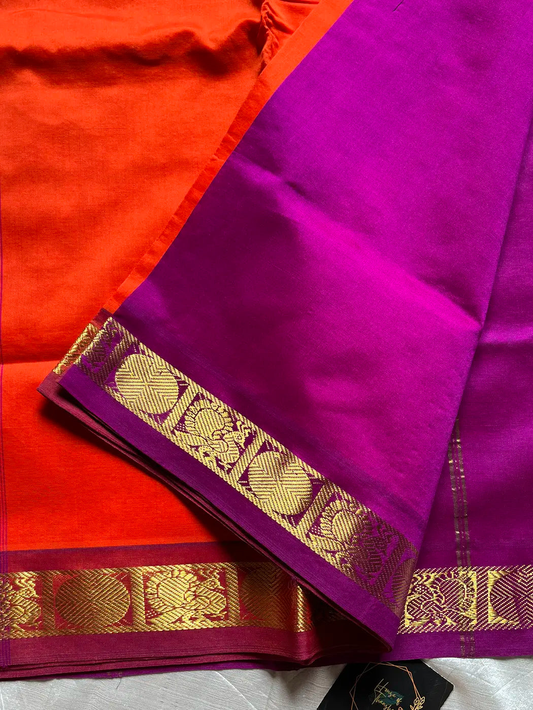 Pattu Nool Edit - Handloom Kanchi Silk Cotton Saree – Orange