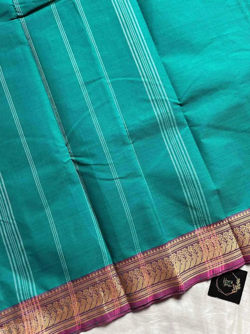 Chettinadu Cotton Saree –  Teal (Without Blouse)