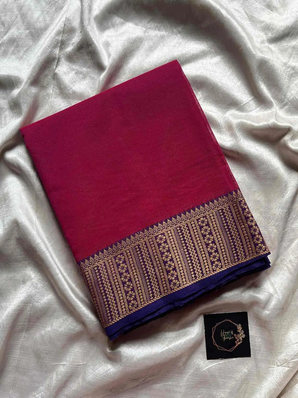 Chettinadu Cotton Saree –  Magenta Pink (Without Blouse)