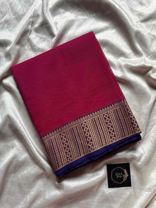 Chettinadu Cotton Saree –  Magenta Pink (Without Blouse)