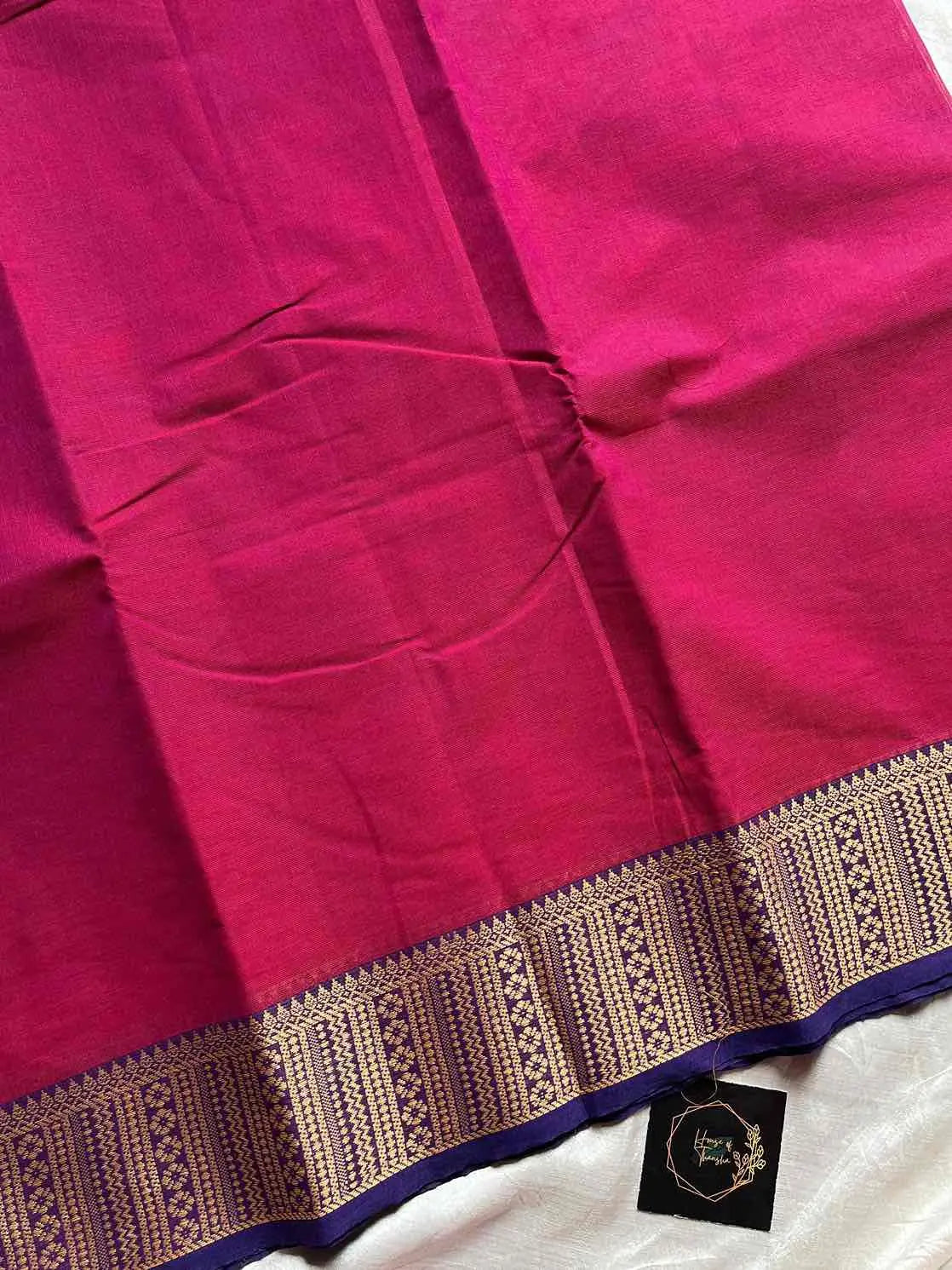 Chettinadu Cotton Saree –  Magenta Pink (Without Blouse)