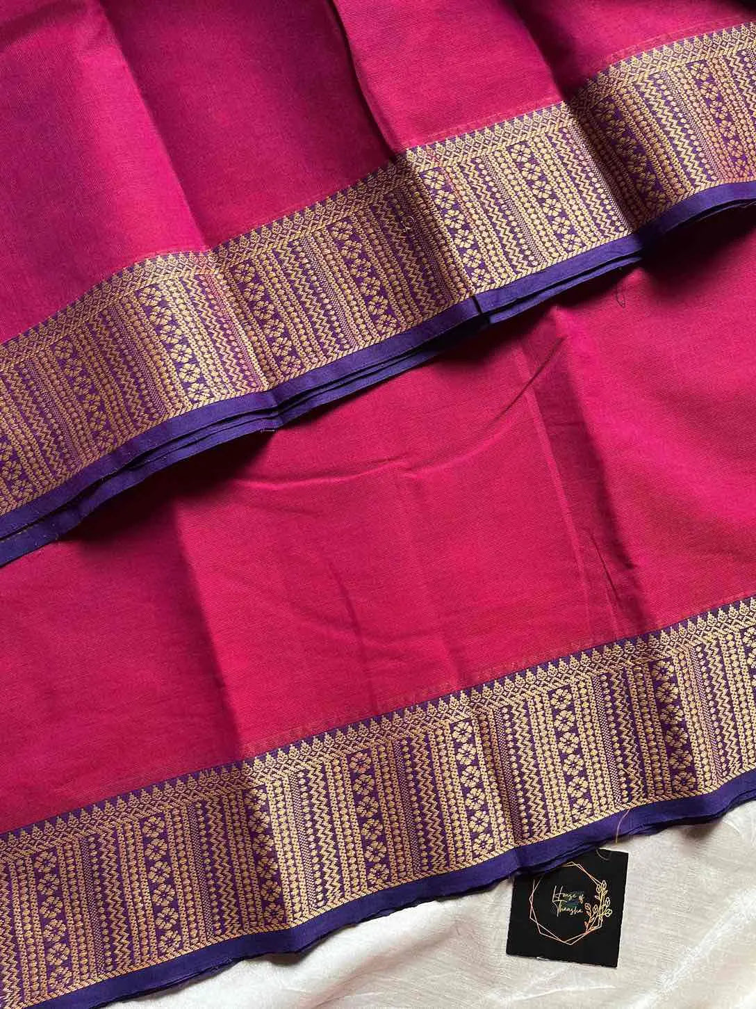 Chettinadu Cotton Saree –  Magenta Pink (Without Blouse)