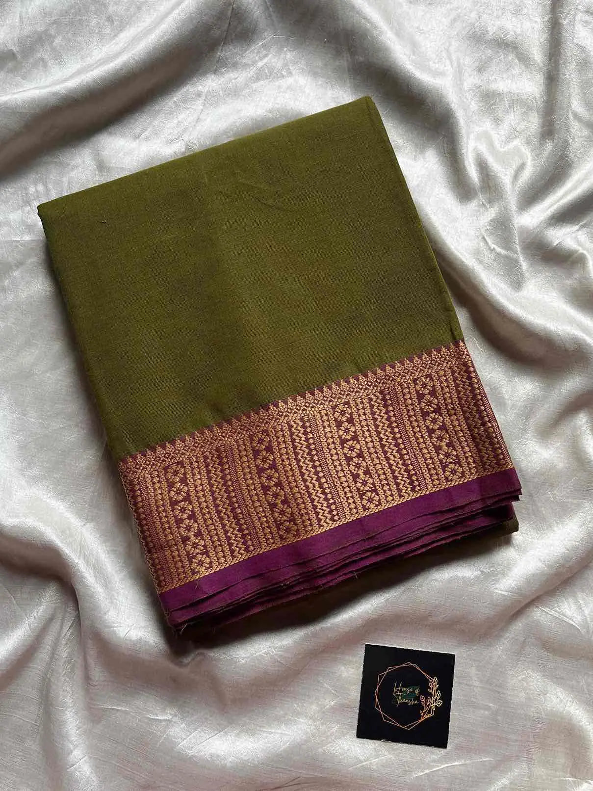 Chettinadu Cotton Saree –  Green (Without Blouse)