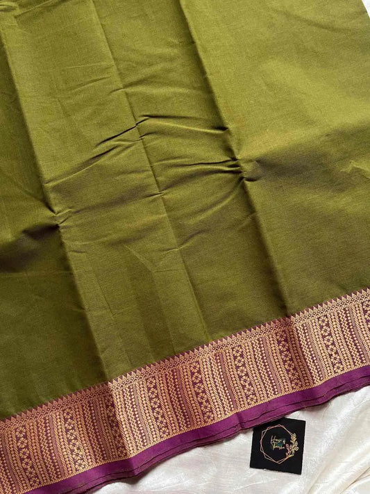 Chettinadu Cotton Saree –  Green (Without Blouse)