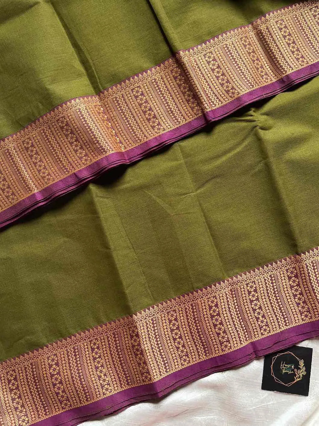 Chettinadu Cotton Saree –  Green (Without Blouse)