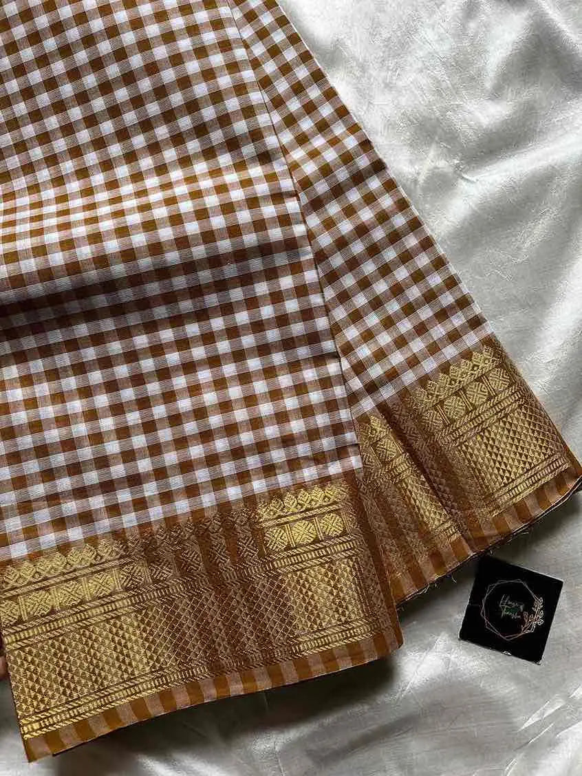 Mini Kattam – Pastel Mustard Chettinadu cotton (Without Blouse)