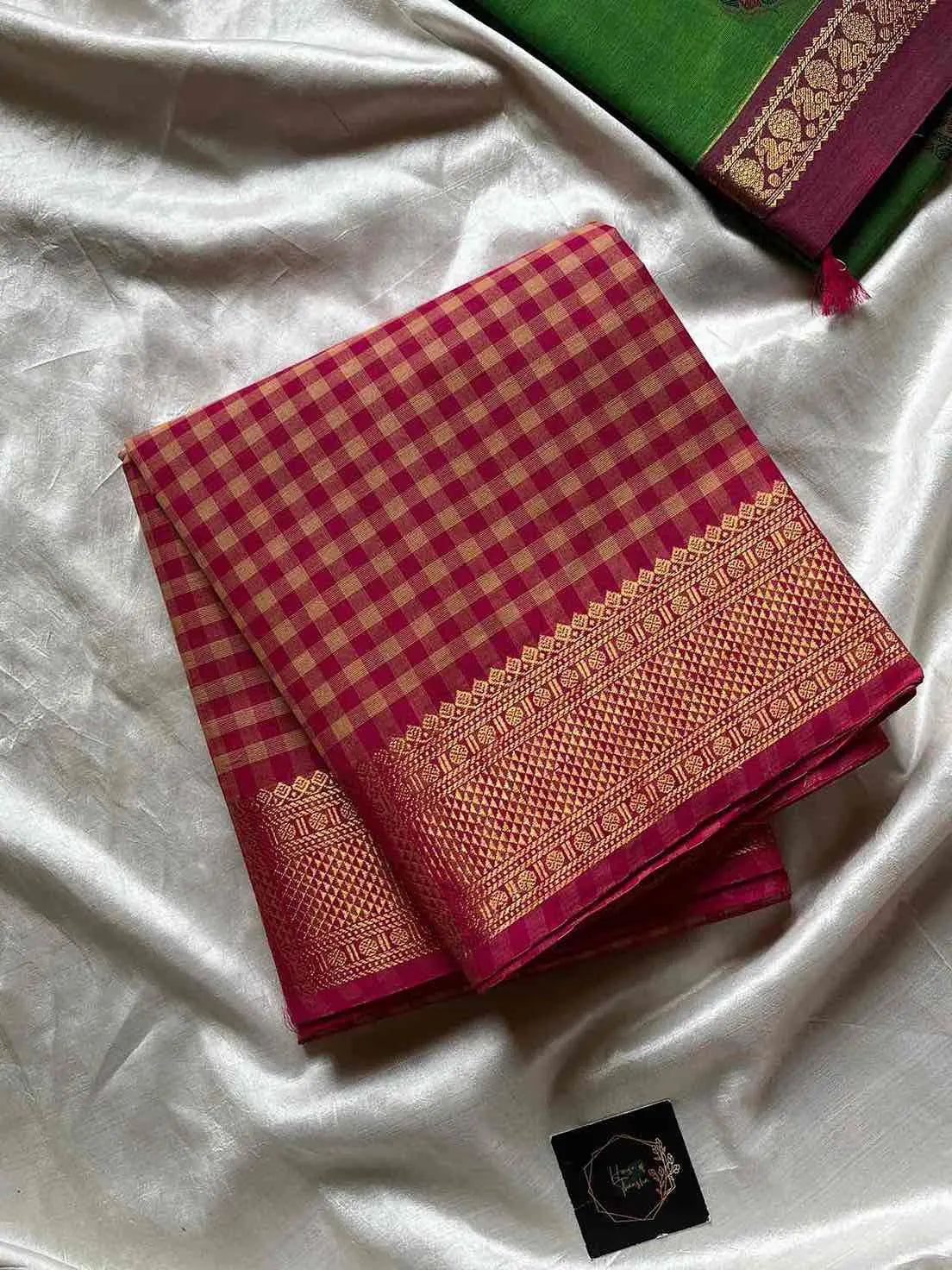 Mini Kattam – Pink beige Chettinadu cotton (Without Blouse)