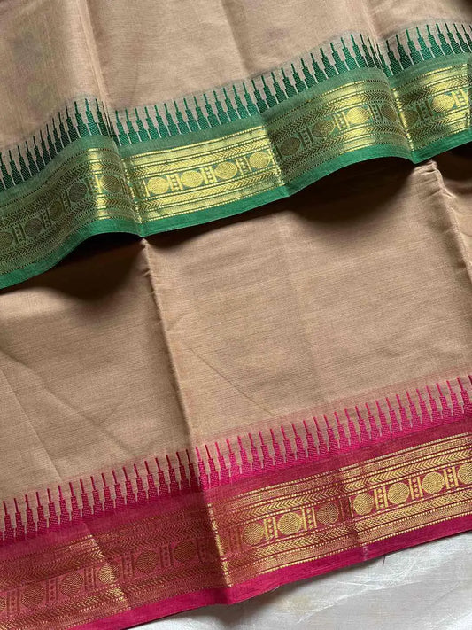 Ganga Jamuna Borders – Beige Kanchi Cotton Saree