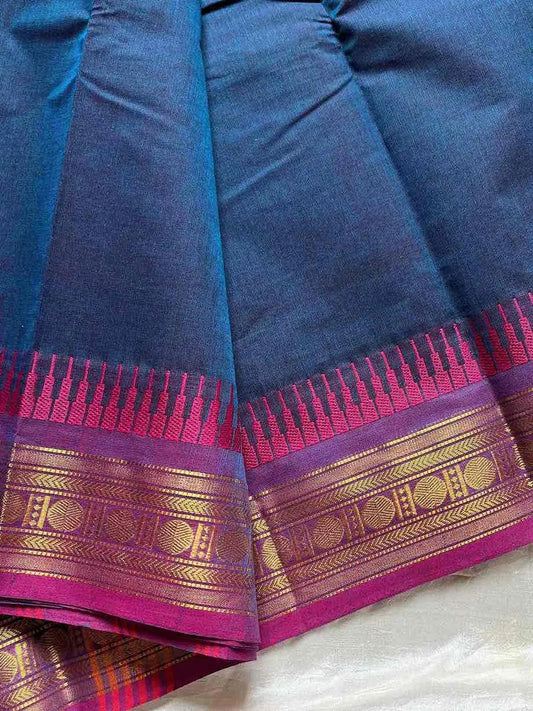 Ganga Jamuna Borders – Blue Kanchi Cotton Saree