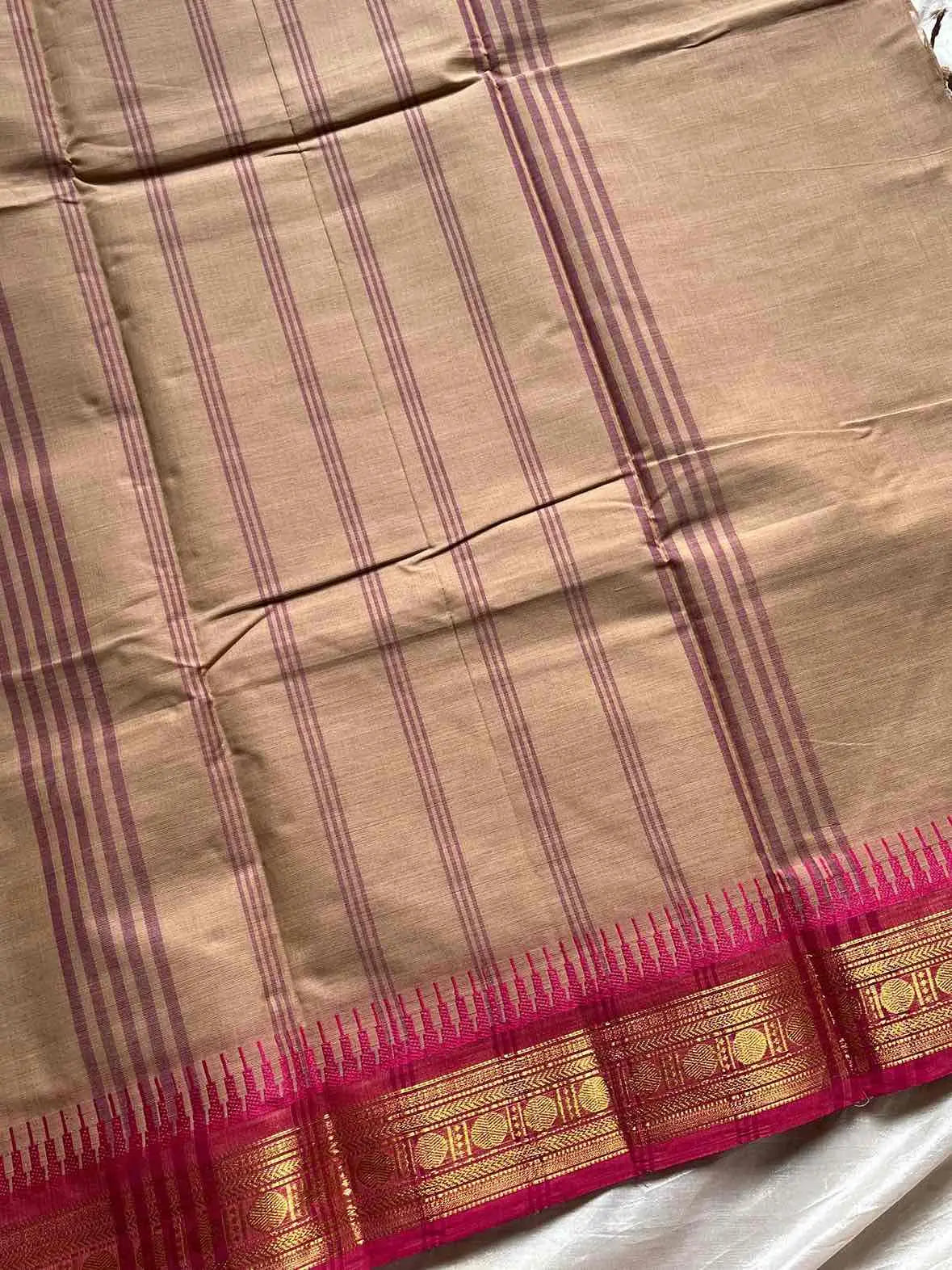 Ganga Jamuna Borders – Beige Kanchi Cotton Saree