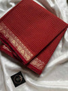 Mini Kattam – Reddish Maroon Checked Chettinadu Cotton Saree (Without blouse)