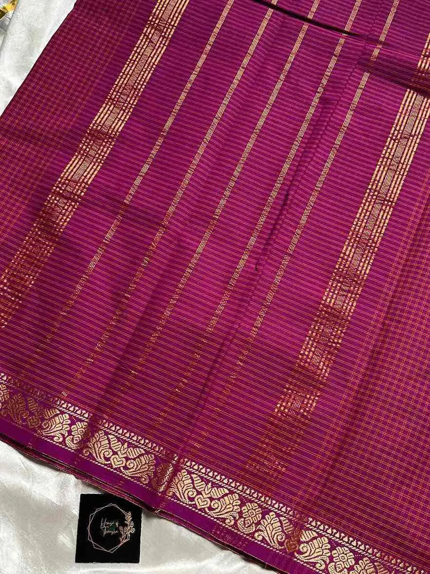 Mini Kattam – Pink Checked Chettinadu Cotton Saree (Without blouse)