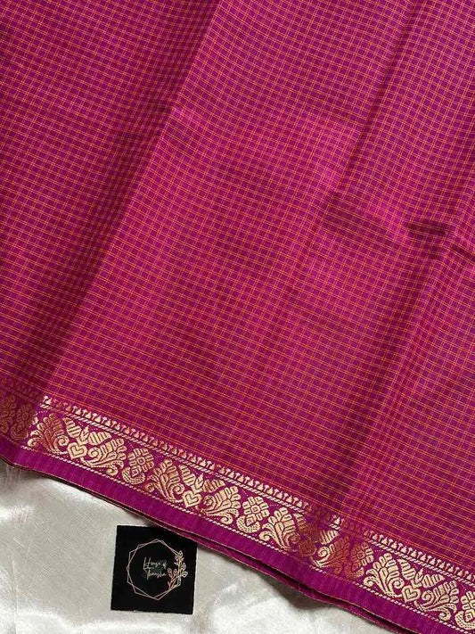 Mini Kattam – Pink Checked Chettinadu Cotton Saree (Without blouse)
