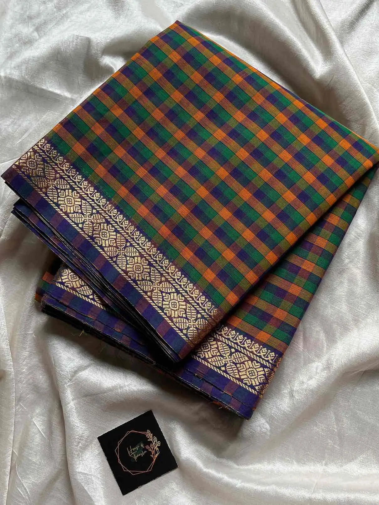 Mini Kattam – Checked Chettinadu Cotton Saree (Without blouse)