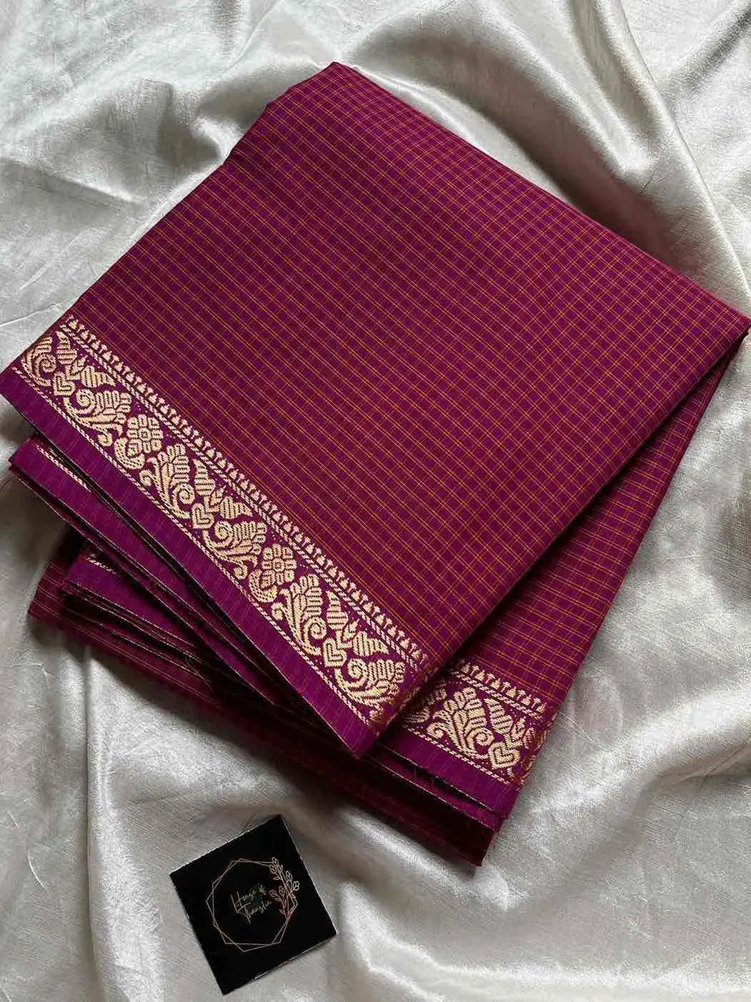 Mini Kattam – Pink Checked Chettinadu Cotton Saree (Without blouse)