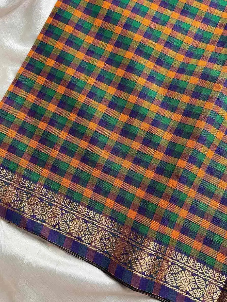 Mini Kattam – Checked Chettinadu Cotton Saree (Without blouse)