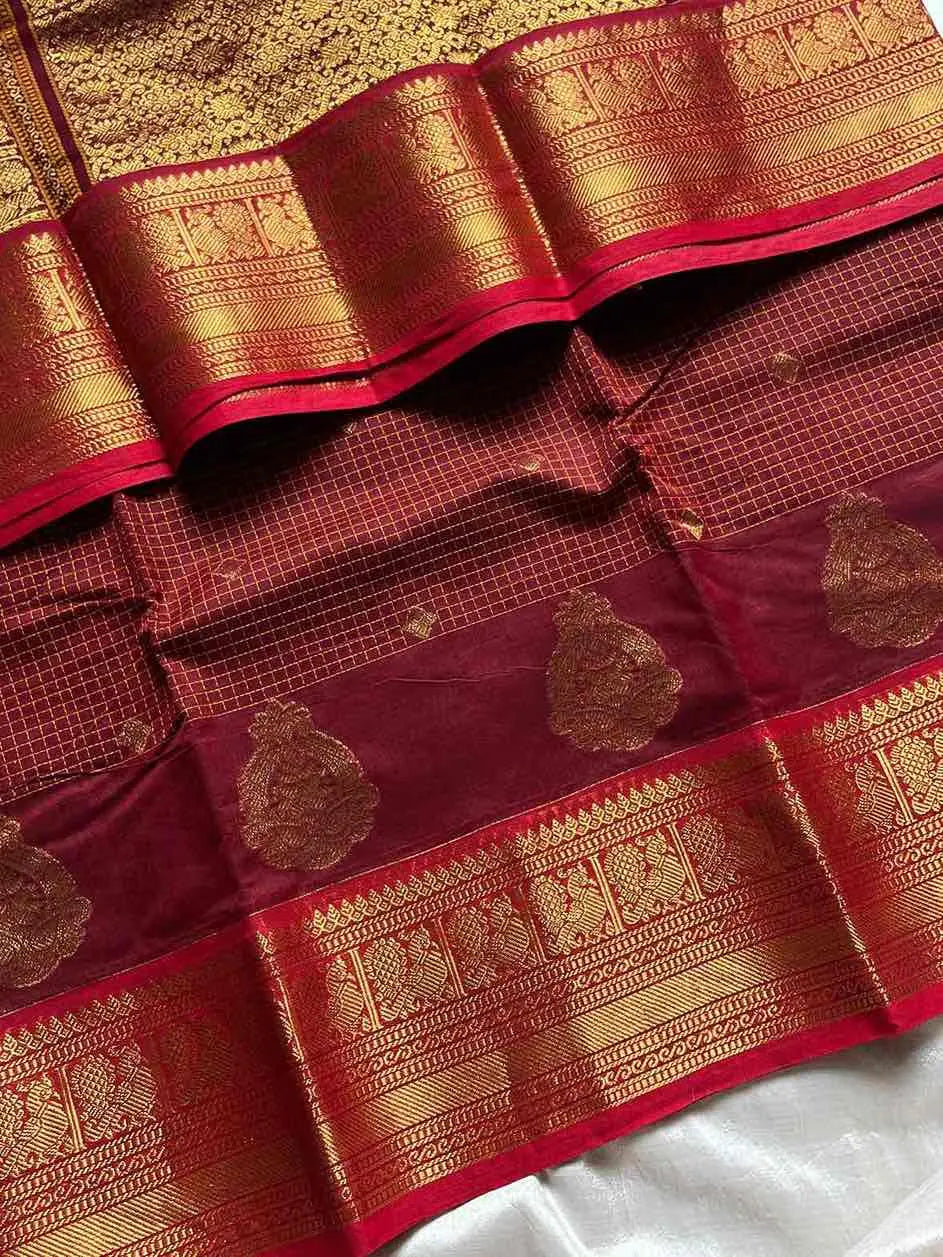 Throne Edit – Maroon Zarichecks Kanchi Cotton Saree