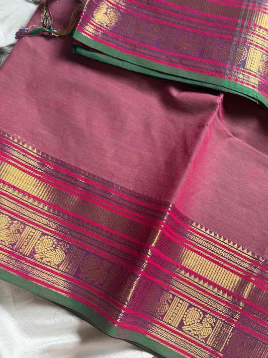 Subtle Weaves | Pastel Pink Kanchi Cotton Saree