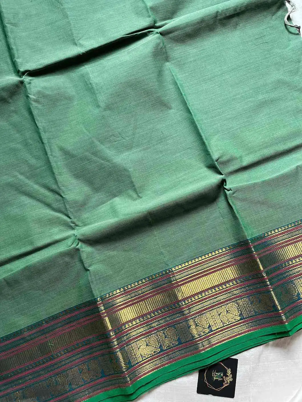 Subtle Weaves | Pastel Green Kanchi Cotton Saree