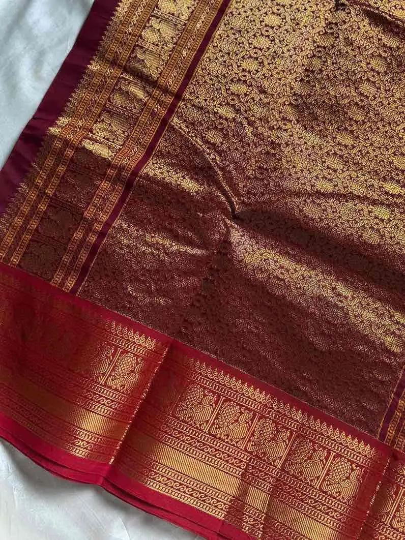 Throne Edit – Maroon Zarichecks Kanchi Cotton Saree