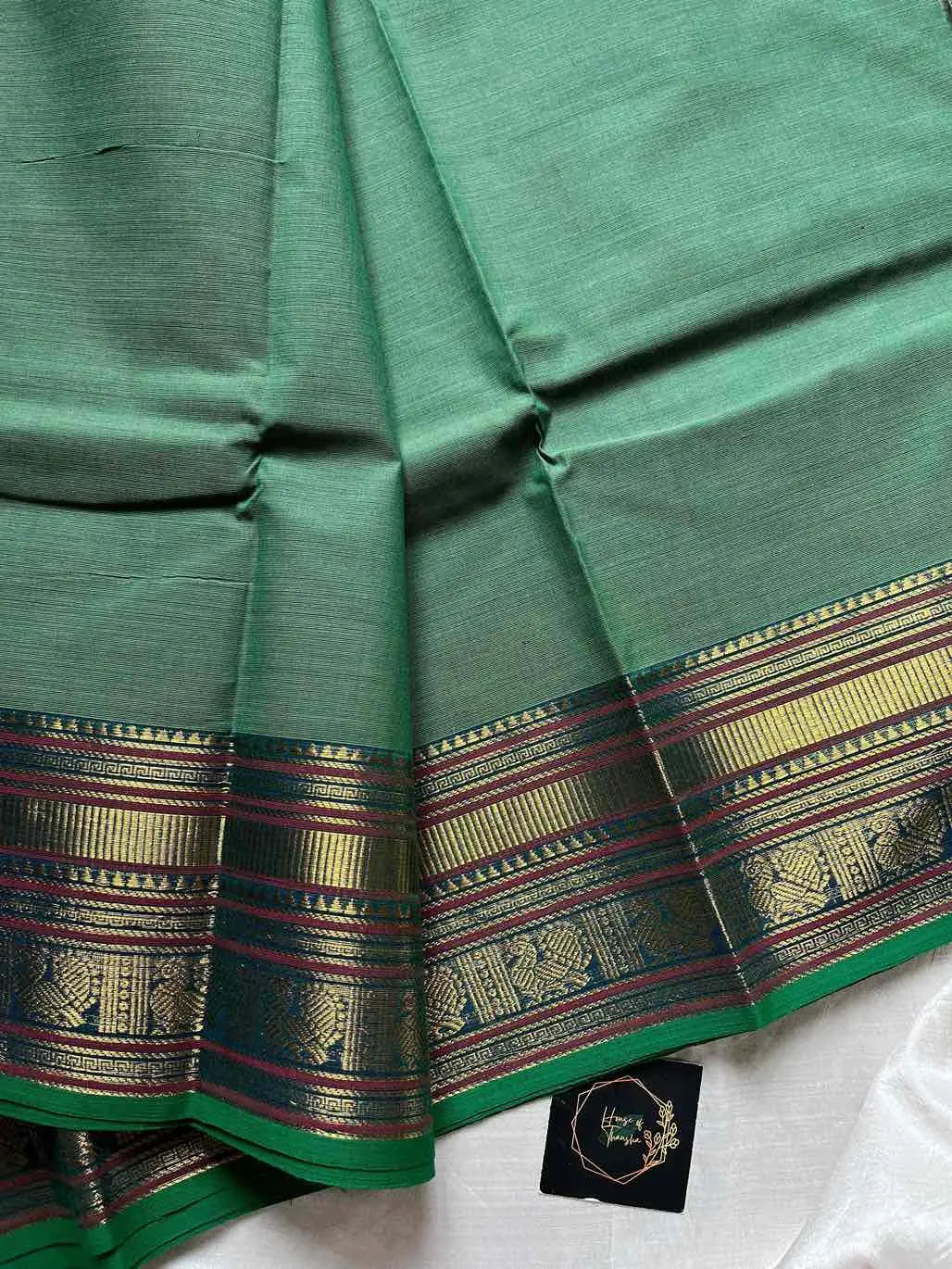 Subtle Weaves | Pastel Green Kanchi Cotton Saree