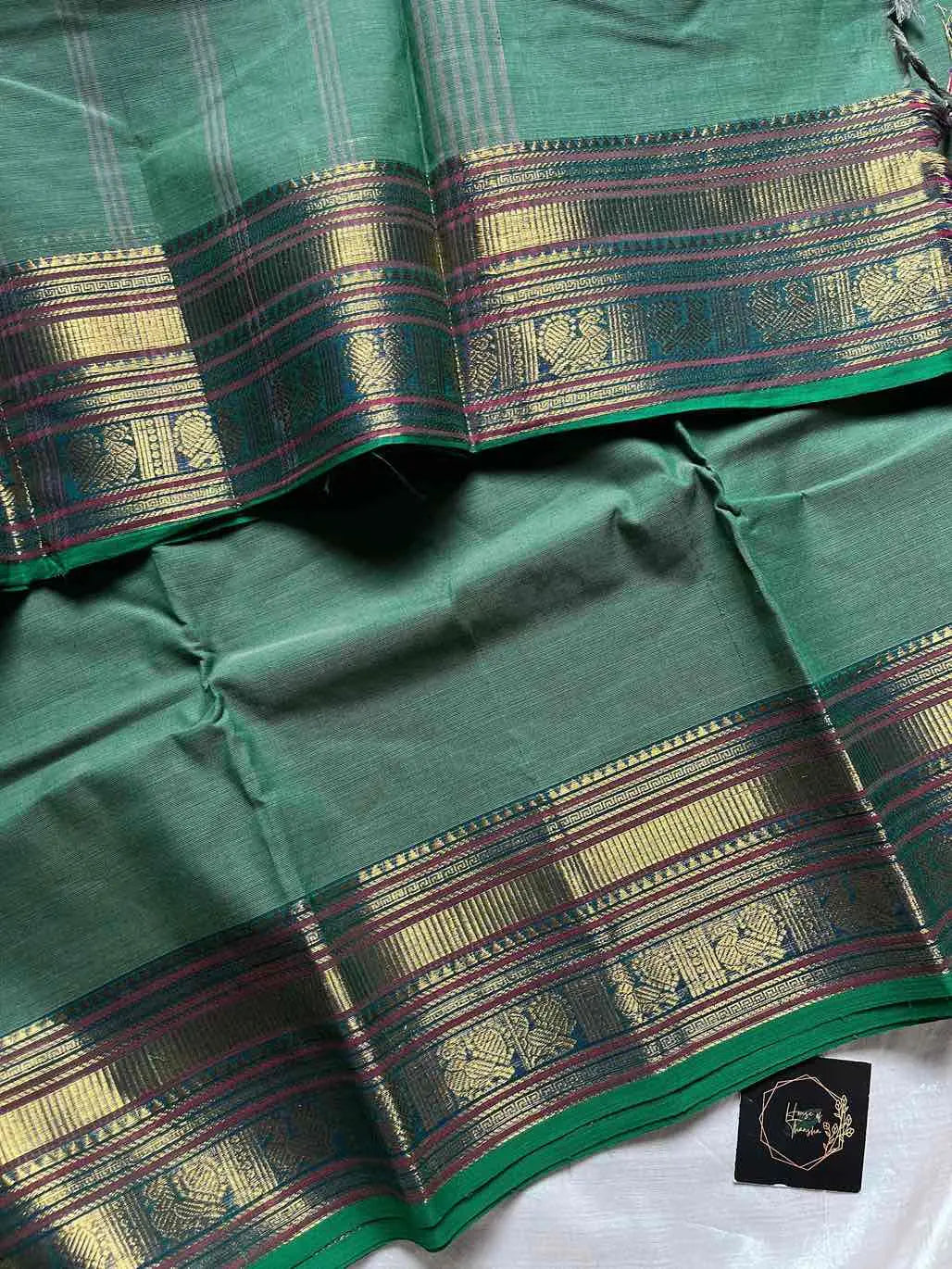 Subtle Weaves | Pastel Green Kanchi Cotton Saree