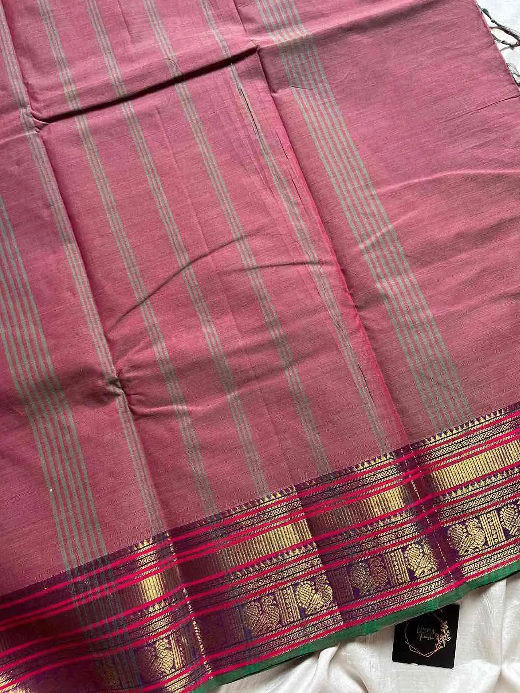 Subtle Weaves | Pastel Pink Kanchi Cotton Saree