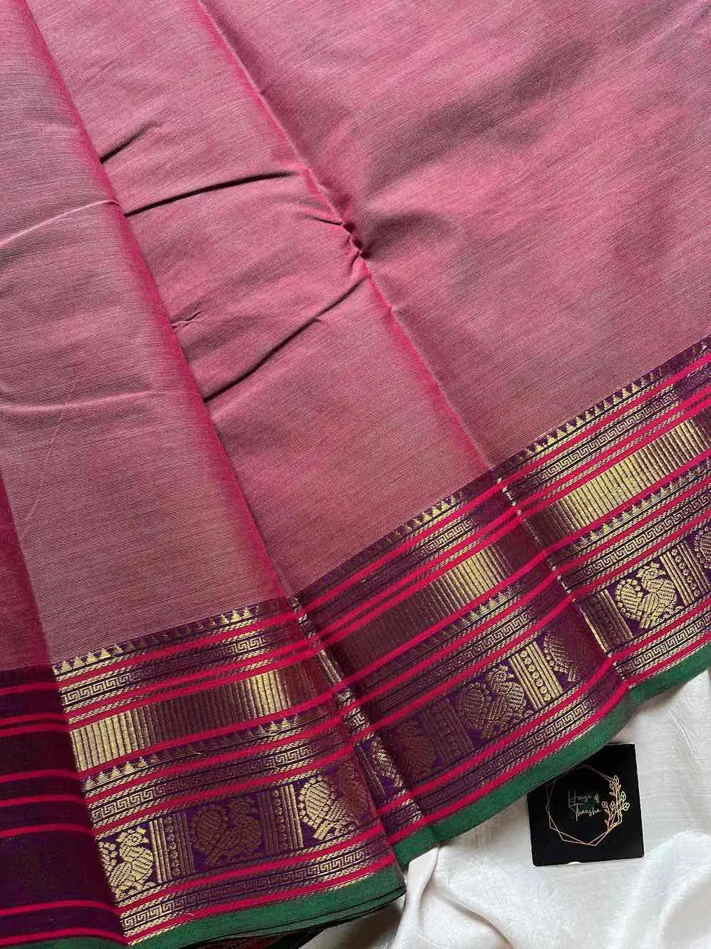 Subtle Weaves | Pastel Pink Kanchi Cotton Saree