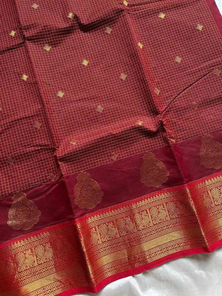 Throne Edit – Maroon Zarichecks Kanchi Cotton Saree