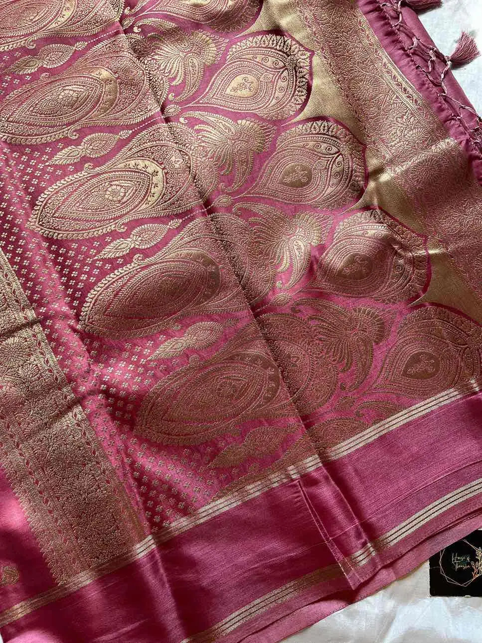 Crepe Silk Saree – Pastel Onion pink