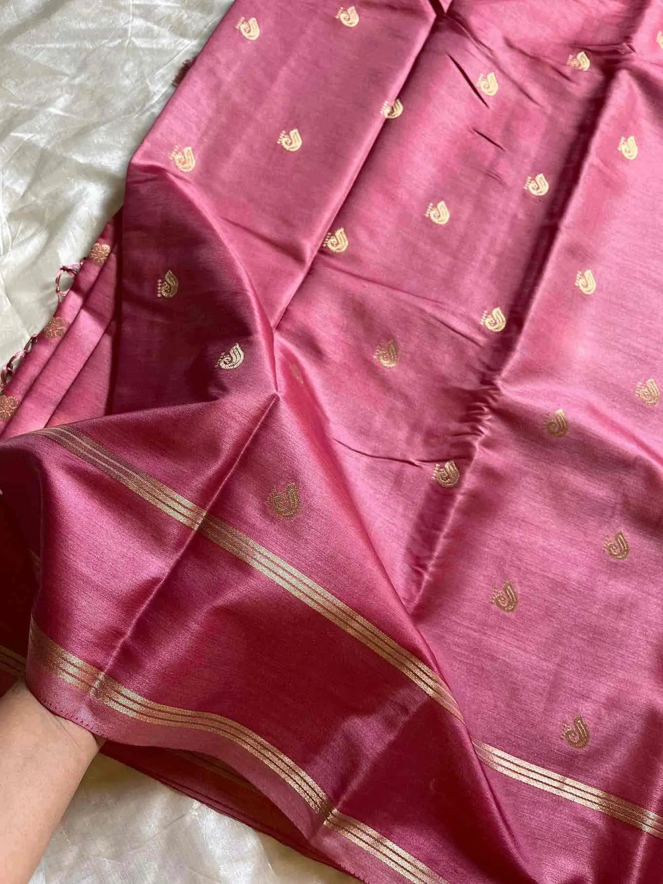 Crepe Silk Saree – Pastel Onion pink