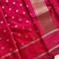 Crepe Silk Saree with golden zari peacock motif and grand pallu – House of Thansha
