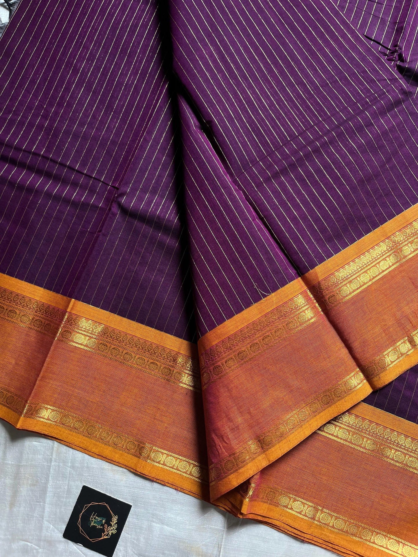 Zari Edition | Dark Purple Kanchi Cotton Saree with Dual Border