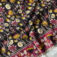 Black Kalamkari cotton saree with pen-drawn floral motifs – House of Thansha