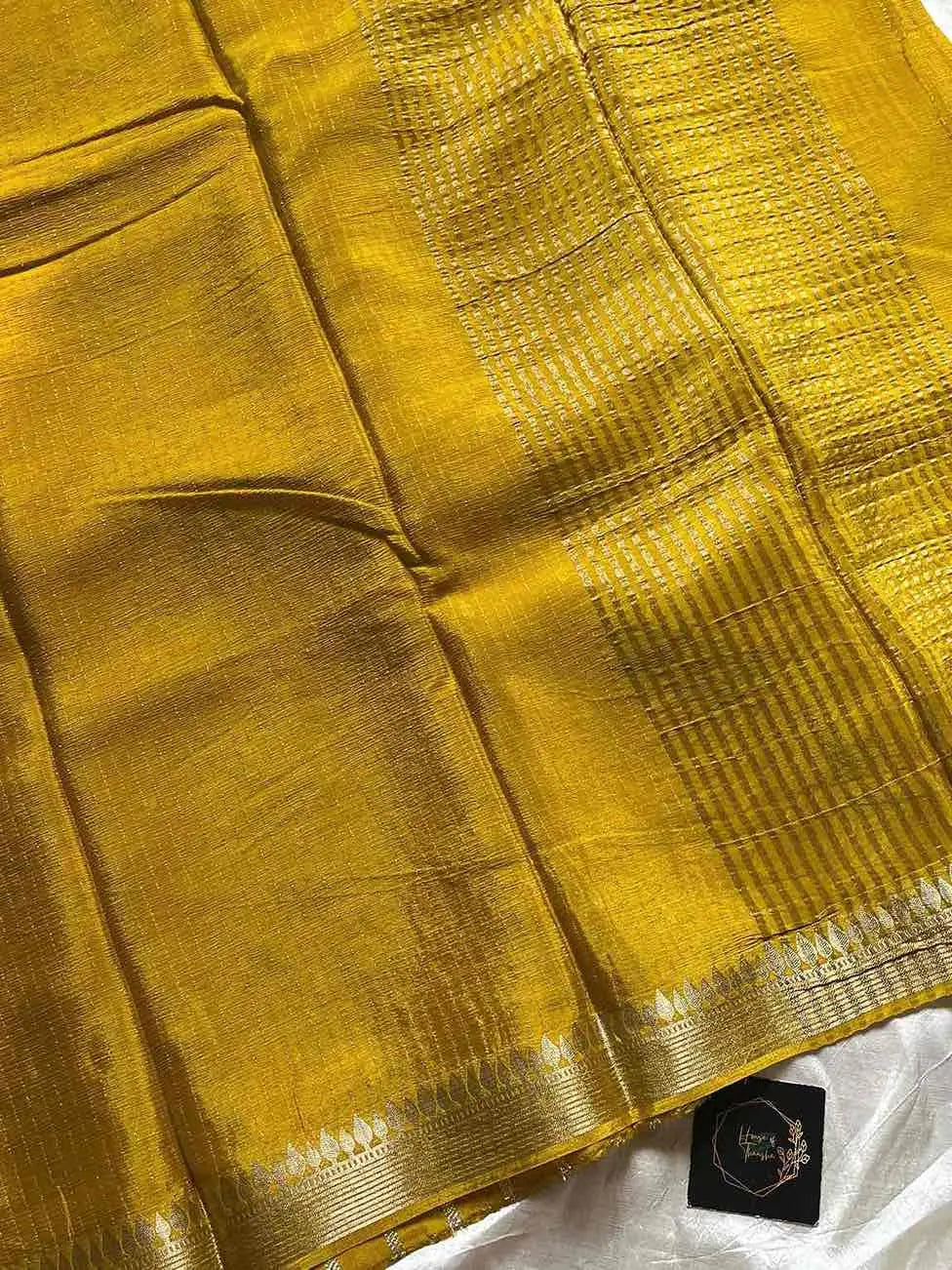 Soft Sheen Drapes – Yellow Viscose Georgette Saree | House of Thansha