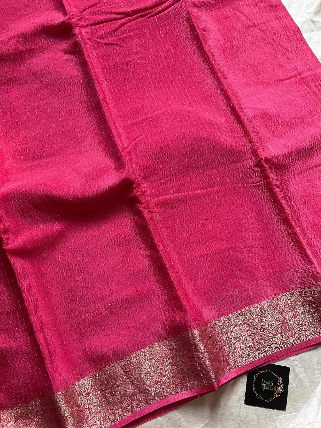 Soft Sheen Drapes – Coral Pink Viscose Georgette Saree | House of Thansha
