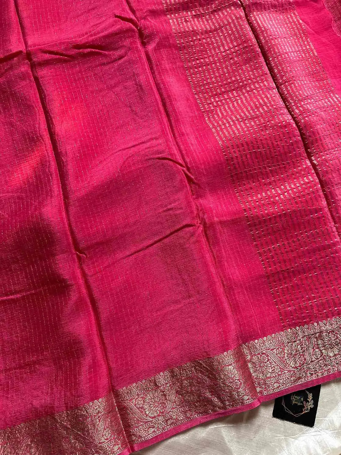 Soft Sheen Drapes – Coral Pink Viscose Georgette Saree | House of Thansha