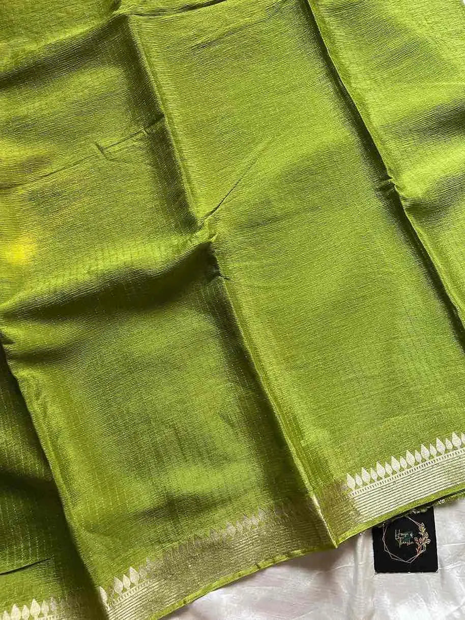 Soft Sheen Drapes – Green Viscose Georgette Saree | House of Thansha