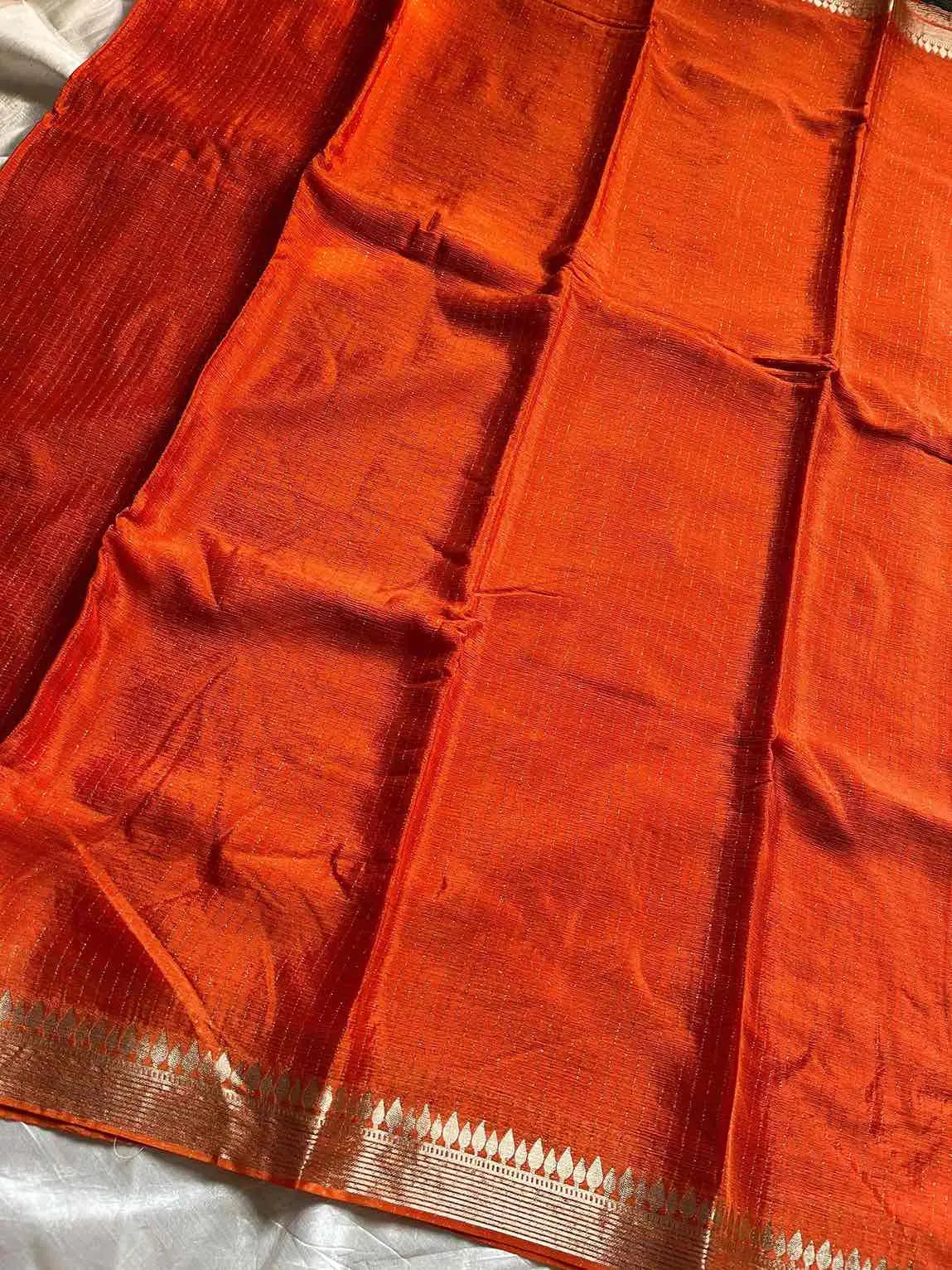 Soft Sheen Drapes – Orange Viscose Georgette Saree | House of Thansha