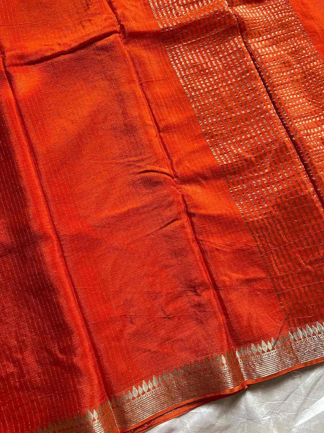 Soft Sheen Drapes – Orange Viscose Georgette Saree | House of Thansha