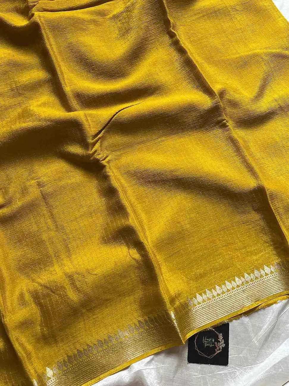 Soft Sheen Drapes – Yellow Viscose Georgette Saree | House of Thansha