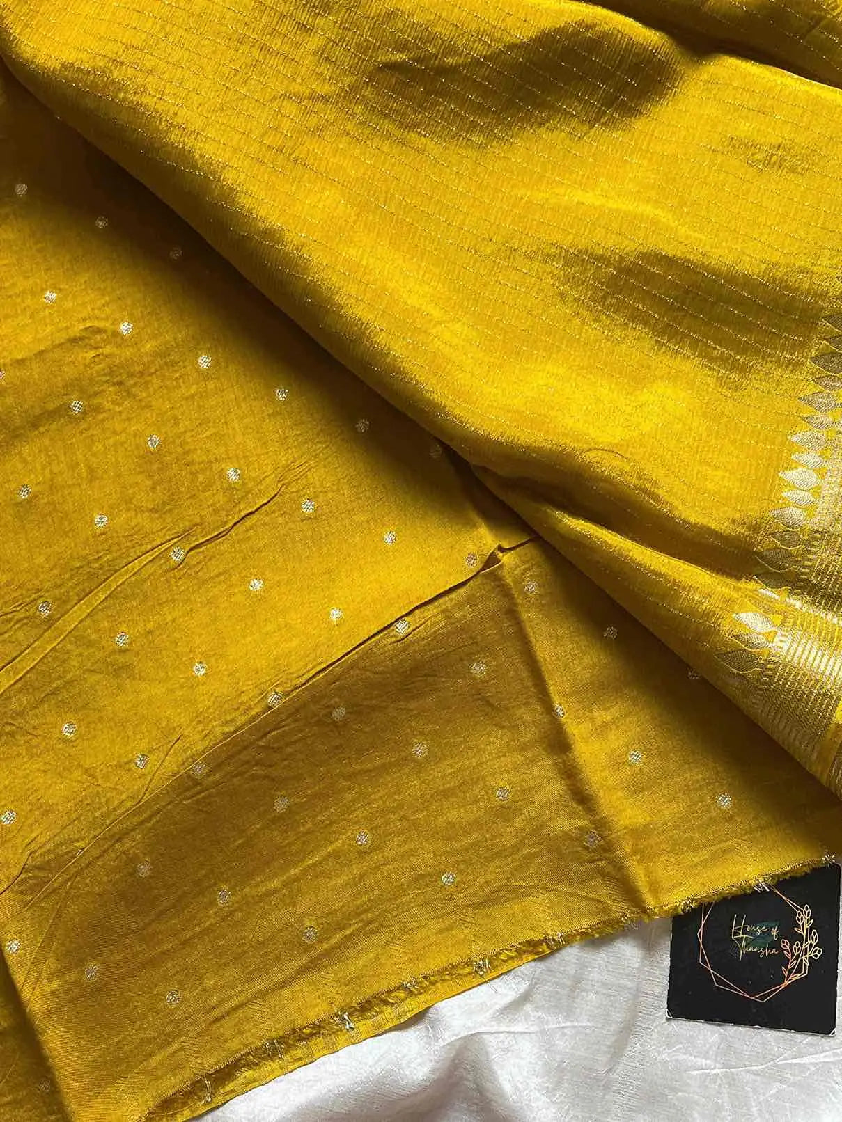 Soft Sheen Drapes – Yellow Viscose Georgette Saree | House of Thansha