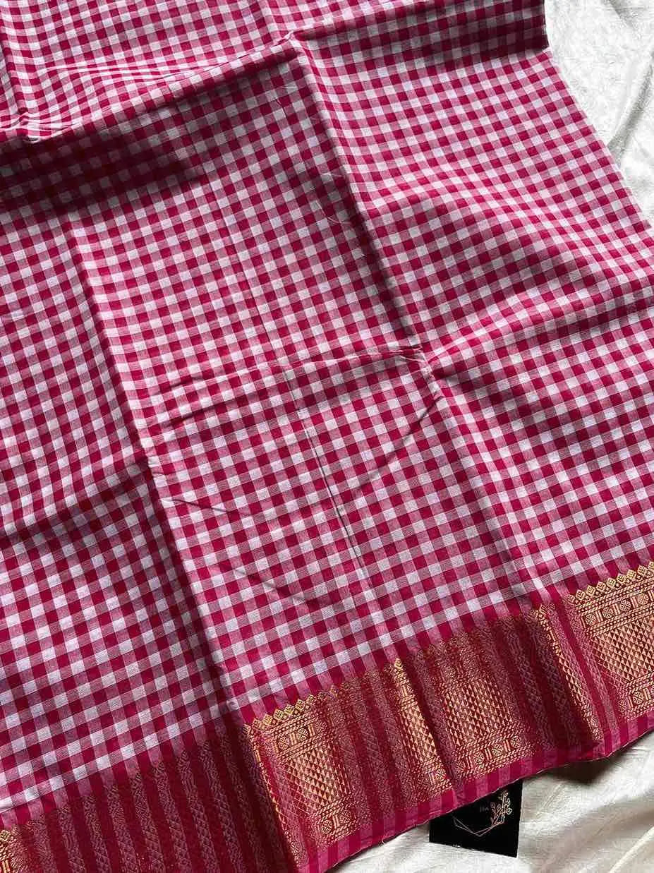 Mini Kattam – Pink Chettinadu cotton (Without Blouse)