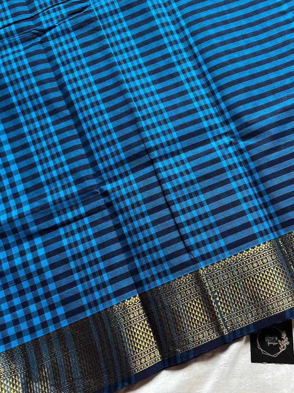 Mini Kattam – Blue Chettinadu cotton (Without Blouse)