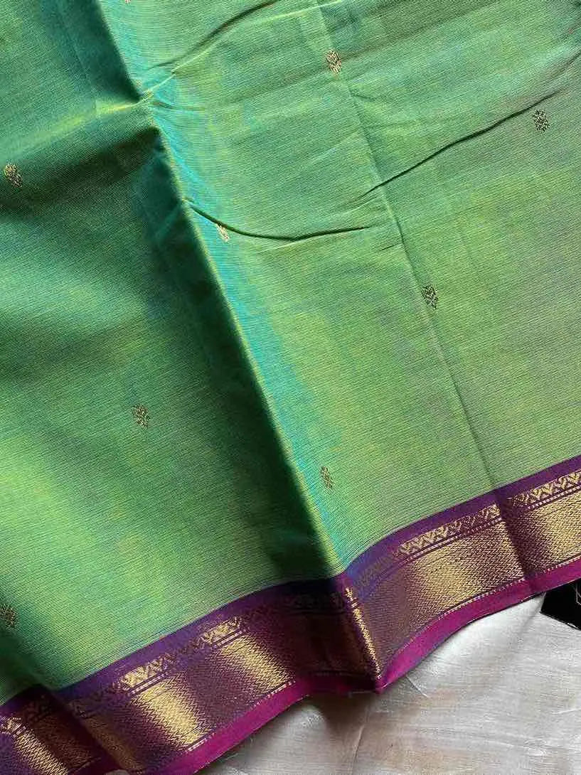 Subtle Weaves | Green Chettinadu Cotton Saree