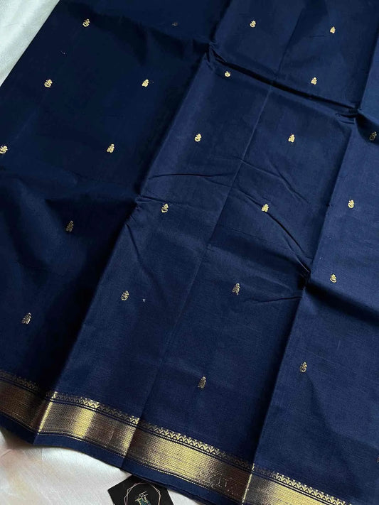 Subtle Weaves | Dark Blue Chettinadu Cotton Saree
