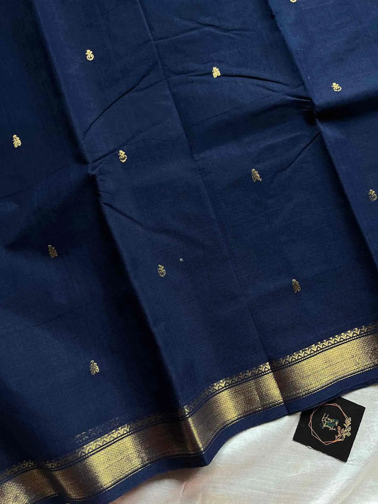 Subtle Weaves | Dark Blue Chettinadu Cotton Saree